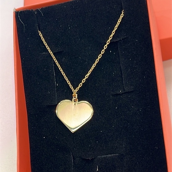 Brand New 14K Gold Plated Sterling Silver Heart Necklace Engraved Monogram "A" - Picture 7 of 16